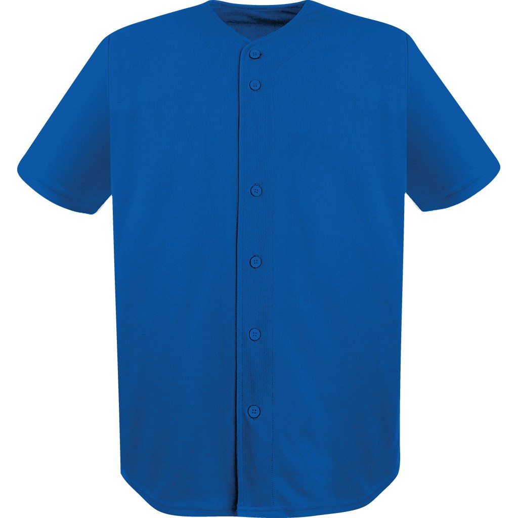 Button Front Baseball Jersey Dress - Royal Blue