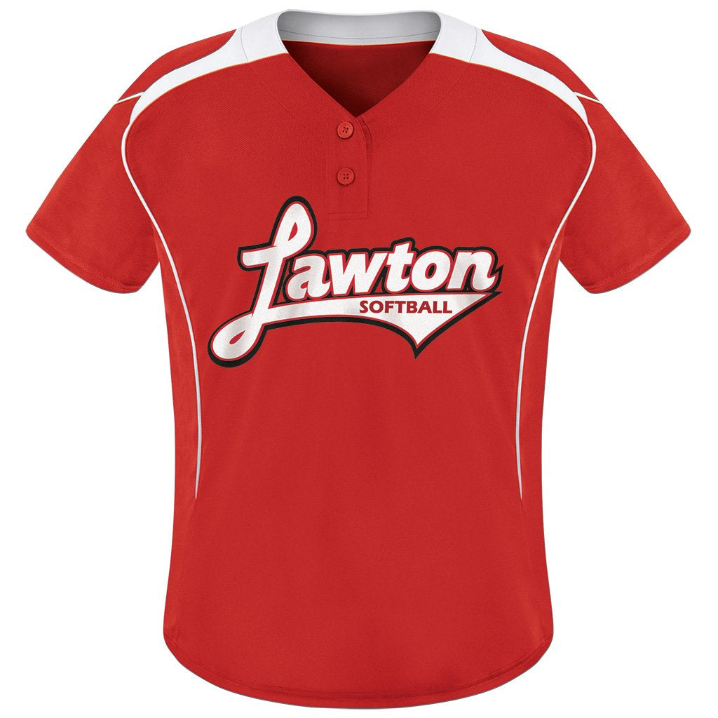 Custom White Red-Black Two-Button Unisex Softball Jersey Women's Size:L