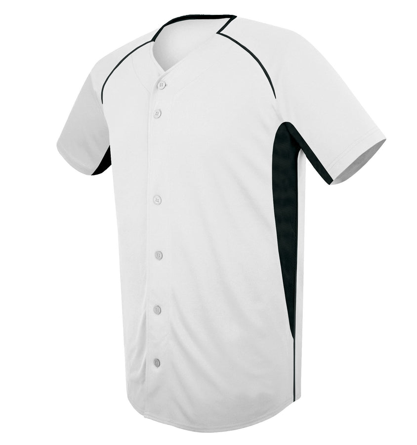 Nike Vapor F Logo Full Button Baseball Jersey Boy's Large Gray Black  818544