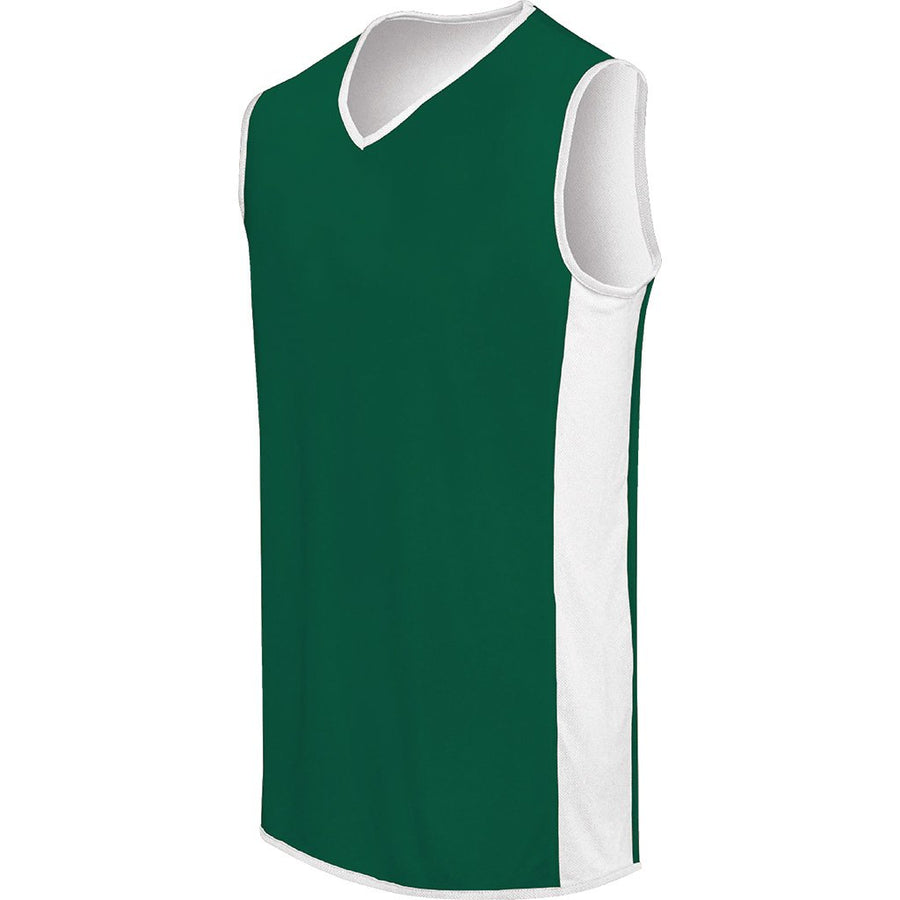 Crossover Reversible Basketball Jersey, Youth Large, Forest Green and White  